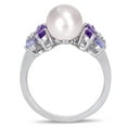 thumbnail image 3 of Miabella 8-8.5mm Cultured Freshwater Pearl, 2 Carat T.G.W. Amethyst Tanzanite and Diamond Accent Sterling Silver 2-Piece Earrings and Ring Set, 3 of 5