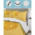 thumbnail image 4 of Yellow Golden Floral Full Size Down Alternative Comforter, Lightweight Comforter Quilt Bedding Set with Pillow Shams Spring Summer Shiny Flowers All Seasons Bed Comforter Duvet Insert 78"x90", 4 of 7