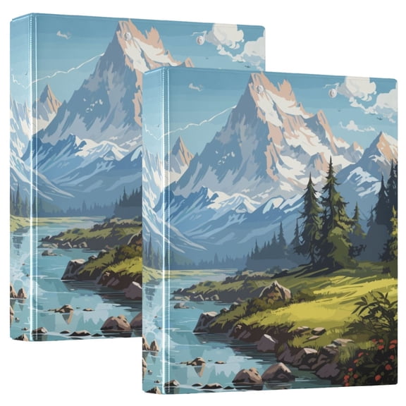 Beautiful Landscape River Mountain Hardcover 3 Ring Binder 1.5 inch Round Rings with Interior Pockets Binders Organizer Office School 1 Pack