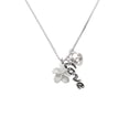 thumbnail image 2 of Delight Jewelry Silvertone White Plumeria Flower - Love and Lock Charm Necklace, 18"+1", 2 of 4