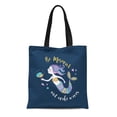 thumbnail image 1 of LADDKE Canvas Tote Bag Under the Sea Little Mermaid Fishes and Starfish Reusable Shoulder Grocery Shopping Bags Handbag, 1 of 1