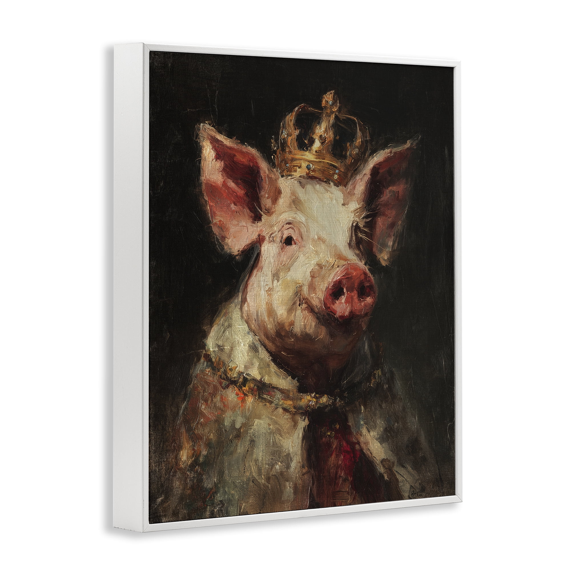Stupell Industries Royal Swine Portrait White Framed Giclee Art, design by Svetlana Aleynikova