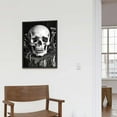 thumbnail image 4 of ONETECH  Skull Painting Day of the Dead Wall Art Black White Skull Flower Wall Picture Gothic Skeleton Canvas Gallery Wrapped (Black White, Small)12x16in, 4 of 4