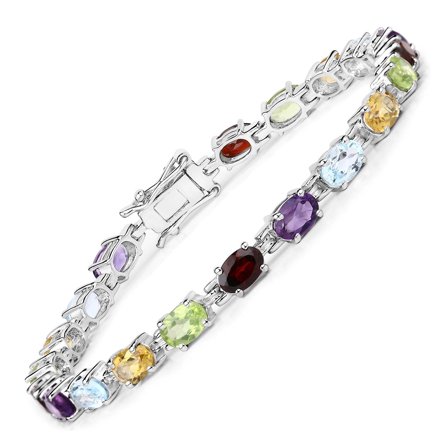 Amethyst Multi Gemstone Bracelet with 9.37 Carat Stones in 925 Sterling Silver Perfect Birthday Gift for Women