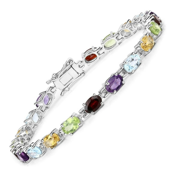 Amethyst Multi Gemstone Bracelet with 9.37 Carat Stones in 925 Sterling Silver Perfect Birthday Gift for Women