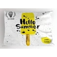 thumbnail image 1 of Ice Cream Pillow Sham Hello Summer Phrase with Lemon Flavor Icon and Watercolor Splashes Print, Decorative Standard Size Printed Pillowcase, 26 X 20 Inches, Yellow Black White, by Ambesonne, 1 of 2