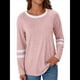 thumbnail image 2 of Camisetas de Larga para Mujer, Camisetas Casuales con Cuello Redondo y Bloques de Color, Ropa de Moda de Otoño, Conjuntos Modernos Rosa M, 2 of 8