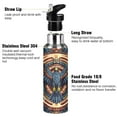 thumbnail image 3 of Yayeee 20oz Insulated Water Bottle Double Wall Stainless Steel with Flip Straw Lid, Blue Geometric Eagle, 3 of 7