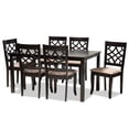 thumbnail image 2 of Baxton Studio Mael Modern and Contemporary Sand Fabric Upholstered and Espresso Brown Finished Wood 7-Piece Dining Set, 2 of 8