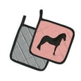 thumbnail image 2 of Caroline's Treasures Friesian Horse Pink Check Pair of Pot Holders, 2 of 3