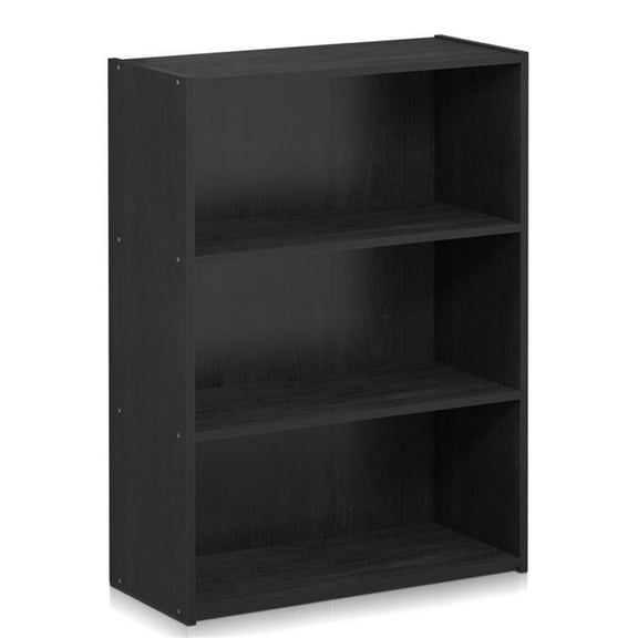 Pemberly Row Engineered Wood 3-Tier Open Shelf in Americano Black