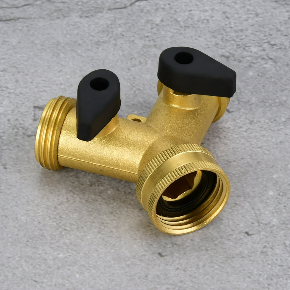Tebru Garden Connector, Ball Valve Connector,3/4 Double Outlet Brass