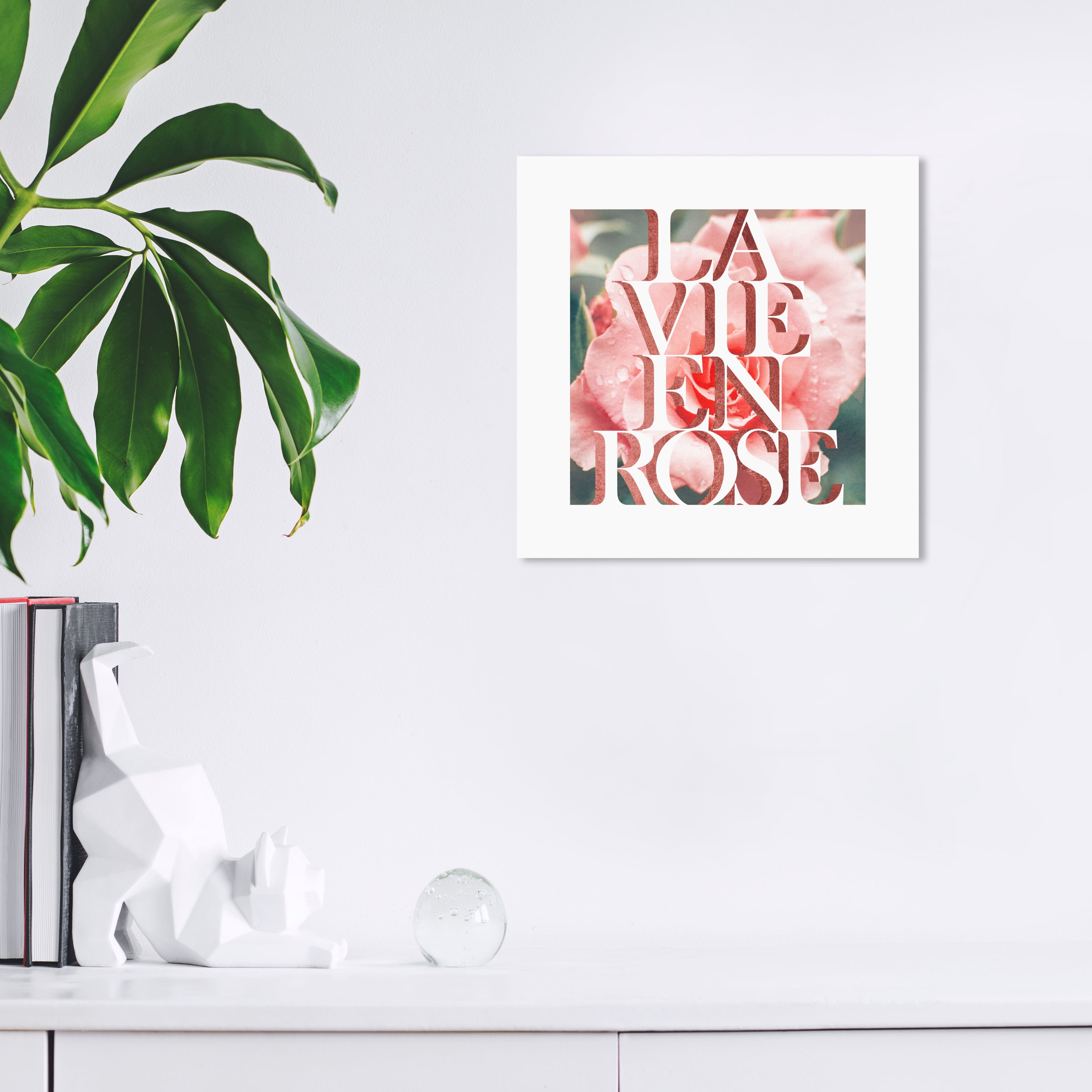 Wynwood Studio Prints La Vie En Rose Photo Typography and Quotes Love Quotes and Sayings Wall Art Canvas Print Pink Pastel Pink 12x12