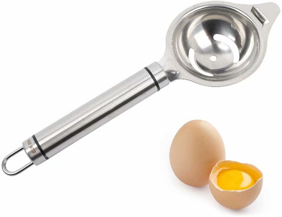 black Egg Separator Stainless Steel Egg Yolk White Filter Long Handled Separator Kitchen Gadgets Baking Tool