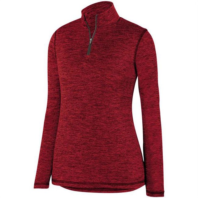 ASI 2957.040.2XL Ladies Intensify Black Heather 1 by 4 Zip Pullover, Red - 2XL