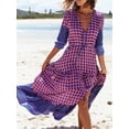thumbnail image 2 of Nituyy Robe Longue à Imprimé Floral pour Femme, Manches Mi-Longues, Col en V, Ourlet Fendu, Coupe Fluide Évasée pour l'Été, 2 of 6
