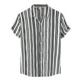 thumbnail image 1 of XDZJLR Chemise Homme Été Décontractée Imprimé Rayé Hawaïen Manches Courtes Col Rabattu Tee Mode, 1 of 5