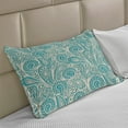 thumbnail image 2 of Teal and White Knitted Quilt Pillowcover, White Lace Style Pattern Feminine Fashion Romantic Composition Print, Standard King Size Pillow Cover for Bedroom, 30" x 20", Turquoise White, by Ambesonne, 2 of 2