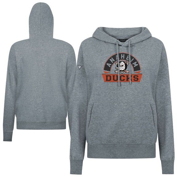 Women's Levelwear Gray Anaheim Ducks Adorn Banner Arch Pullover Hoodie