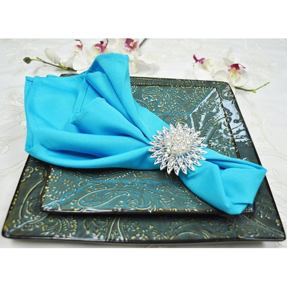 Wedding Linens Inc. (10 pcs) 20" x 20" Polyester Linen Napkins - Turquoise