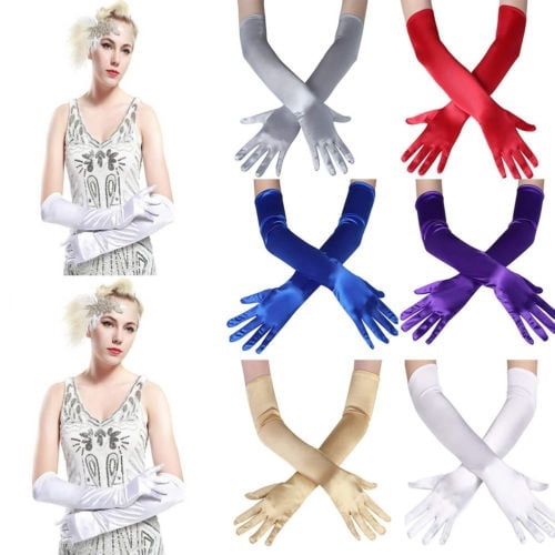 Women Long Gloves Satin Opera Evening Party Prom Costume Gloves
