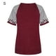 thumbnail image 2 of Guardurnaity Top de mujer con cuello y manga corta a rayas con estampado de leopardo Prendas para la parte del cuerpo Vino rojo S, 2 of 6