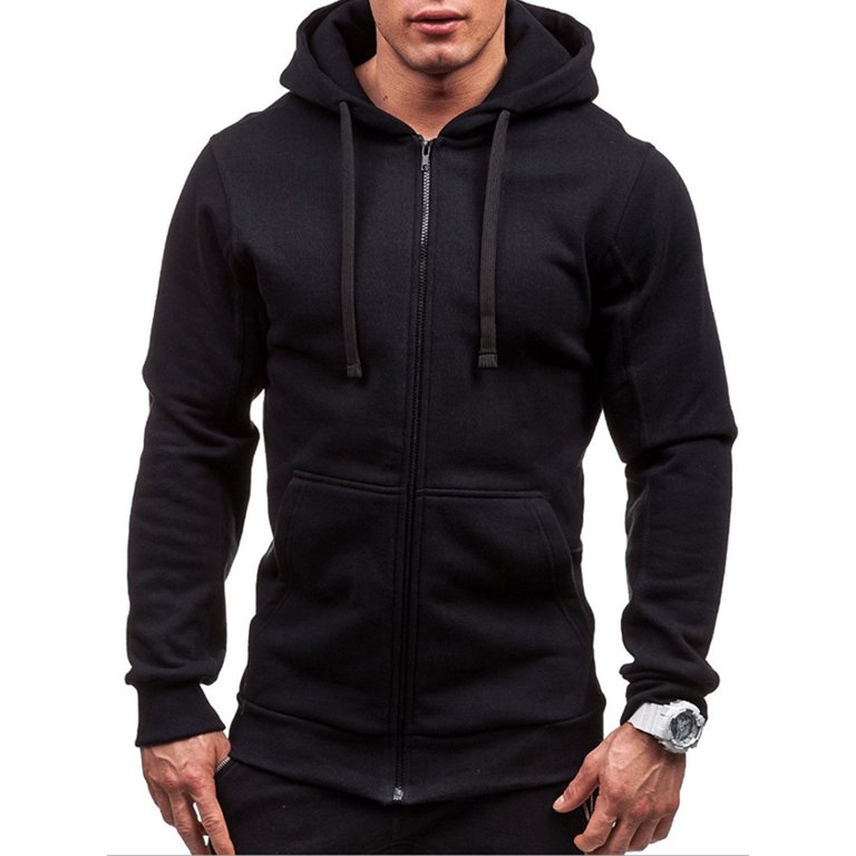 Men's Full Zip Up Hoodie Jacket, Long Sleeve Performance Training Hoodie  Sweatshirt , Midweight Workout Running Track Jackets Coat