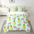 thumbnail image 2 of Manfei Kawaii Watermelon Pineapple Bedding Comforter Set 7 Pieces, Cartoon Fruit Print Full Bedding Set, Teens Kids Child Reversible Fitted Sheet Flat Sheet, Luxury Bedroom Decor, 2 of 7