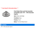 thumbnail image 2 of Front Brake Rotor and Hub Assembly - Compatible with 1979 - 1990 Chevy Caprice 1980 1981 1982 1983 1984 1985 1986 1987 1988 1989, 2 of 2