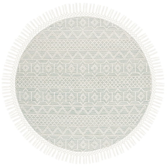 SAFAVIEH Natura Dortha Geometric Area Rug, Ivory/Light Green, 6' x 6' Round