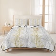 thumbnail image 3 of Twin XL Quilt Set 68''x98'', Yellow Grey Lightweight Summer Bedspread Coverlet Set with 2 Pillow Shams, Pastoral Botanical Branch Breathable All Season Quilt Bedding for Dorm/Guest Room, 3 of 9