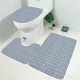 thumbnail image 2 of Blue Geometric Striped Pattern Bathroom Rugs Sets 3 Piece,Toilet Cover Set,Absorbent Non Slip Bathroom Mats Sets with U-Shaped Contour Rug Toilet Rug Set, 2 of 5