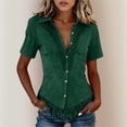 thumbnail image 2 of Hurxie Women's Vintage Western Cowgirl Suede Shirts Long Sleeve Button Down Slim Fit Fringe Shirts Tops Army Green,XXL, 2 of 6