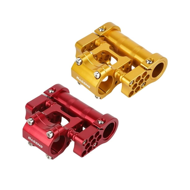 2 piezas de extensión de vástago de manillar de bicicleta ligero y doble para bicicleta de carretera áurea roja