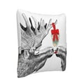 thumbnail image 2 of Bingfone Moose Kissing Under Mistletoe Linen Throw Pillow Covers Cushion Case Pocket Button Vintage Farmhouse Pillowcase for Sofa Couch Bed 18"x18", 2 of 9