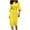 Yellow, variant on Women's Summer Midi Dress Puff Short Sleeve S V Neck Dress A Line Elastic High Waist Flowy Swing Dress Blue