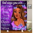 thumbnail image 4 of 4PCS African American Woman Shower Curtain Sets Purple Galaxy Inspirational Quotes Afro Girl Melanin Queen Black Women Bathroom Decor, Waterproof Fabric Shower Curtain, Non-Slip Bath Mat, 4 of 7