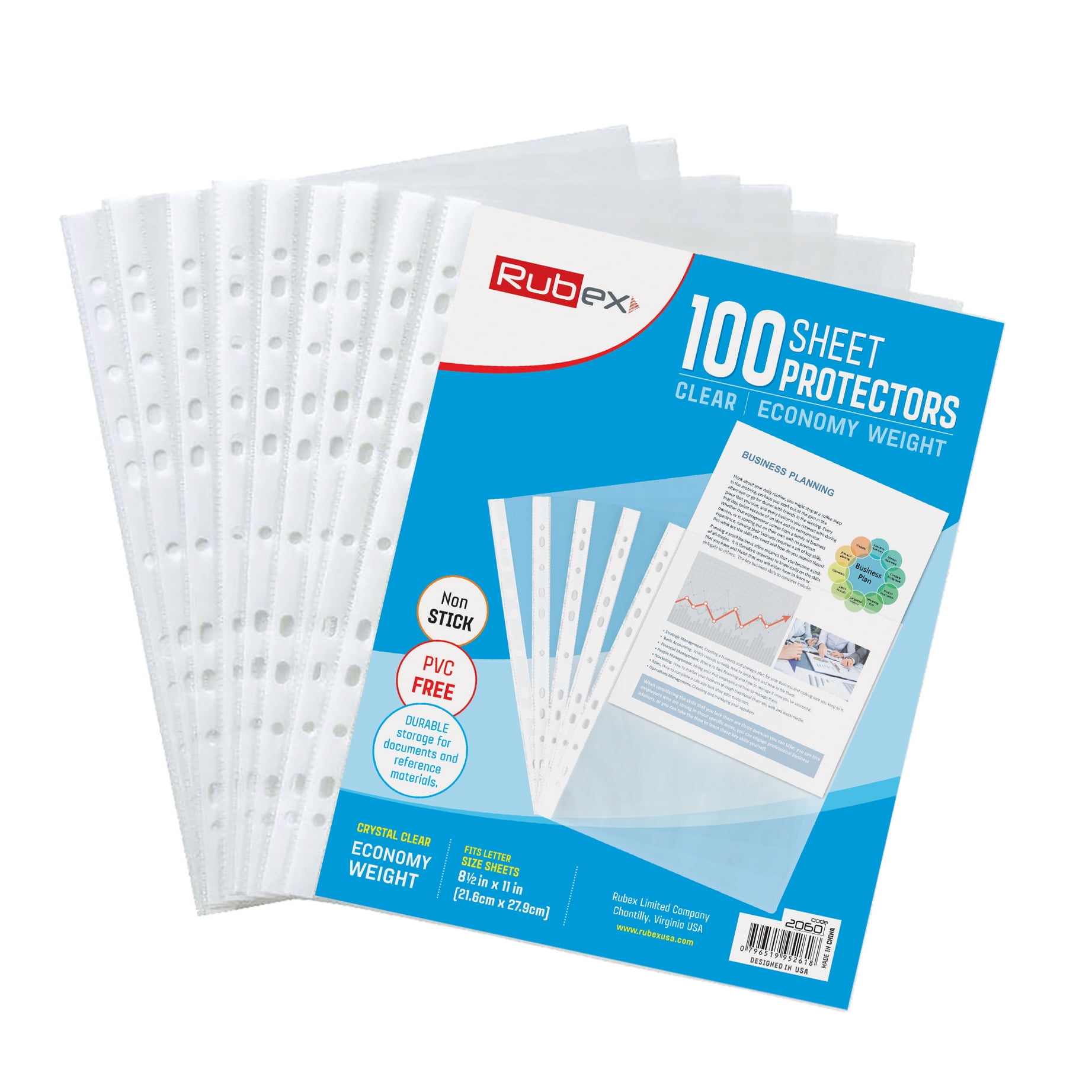 1000 Pack Economy 3 Hole Clear Sheet Protectors 8-1/2 X 11 Inch Non Vinyl Acid 