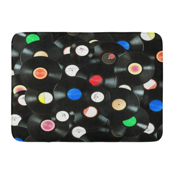 NUDECOR Abstract Music Colorful Made of Vintage Vinyl Records Over All Labels Designed by Myself Doormat Floor Rug Bath Mat 23.6x15.7 inch
