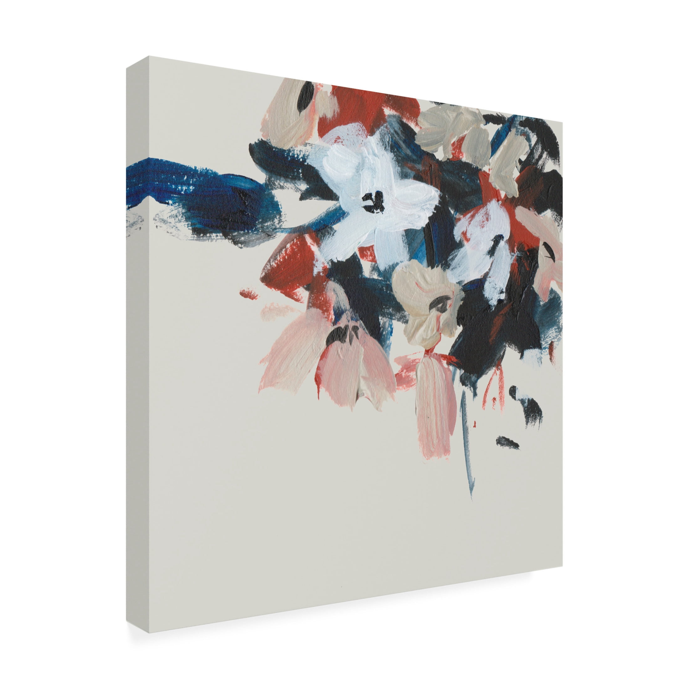 Canvas Wall Art - Melissa Wang 'Indigo and Crimson Blooms V' Wall Art for Living Room, Bedroom, or Office Décor by Trademark Fine Art - 18 x 18 Inches