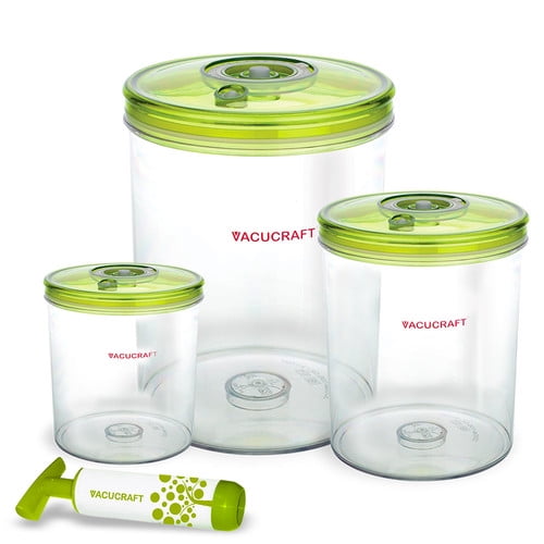 Vacucraft Vacuum Cylinder 3 Container Food Storage Set