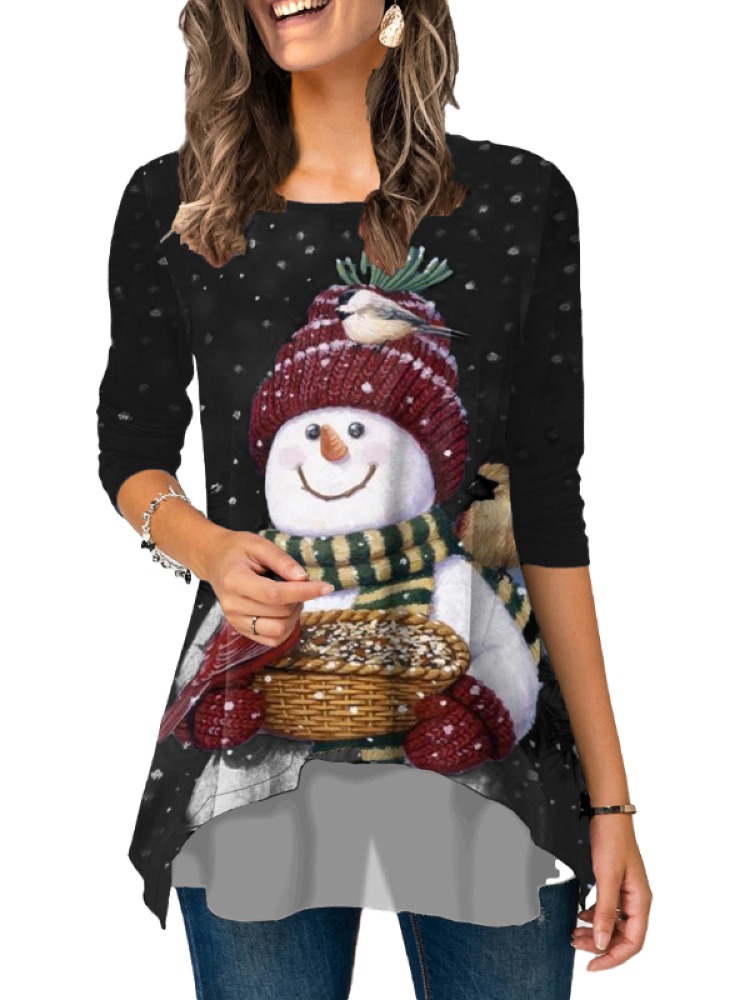 Fashion Christmas Cute Snowman Print 