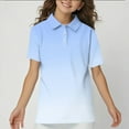 thumbnail image 2 of Lumtrix Girls' Short Sleeve School Uniform Polo Shirts Casual Loose Fitting Tie Dye Print Sport Tops Blouse for 2-14 Y Light Blue 140, 2 of 5