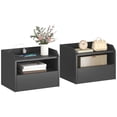 thumbnail image 1 of HOMCOM Set of 2 Floating Nightstand w/ Charging Station Bedside Table Black, 1 of 10