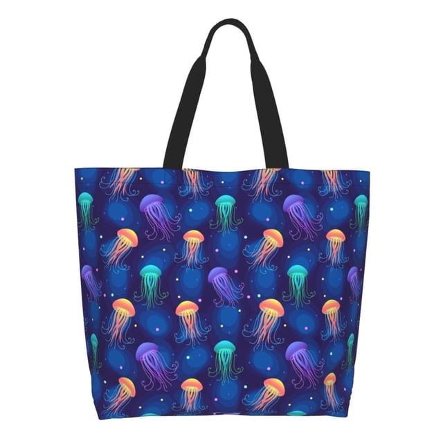 Balery Jellyfish colorful Bolsa Tote Estilo Estético con Cremalleras, Bolsa de Hombro, Bolsa de Compras Grande y Plegable
