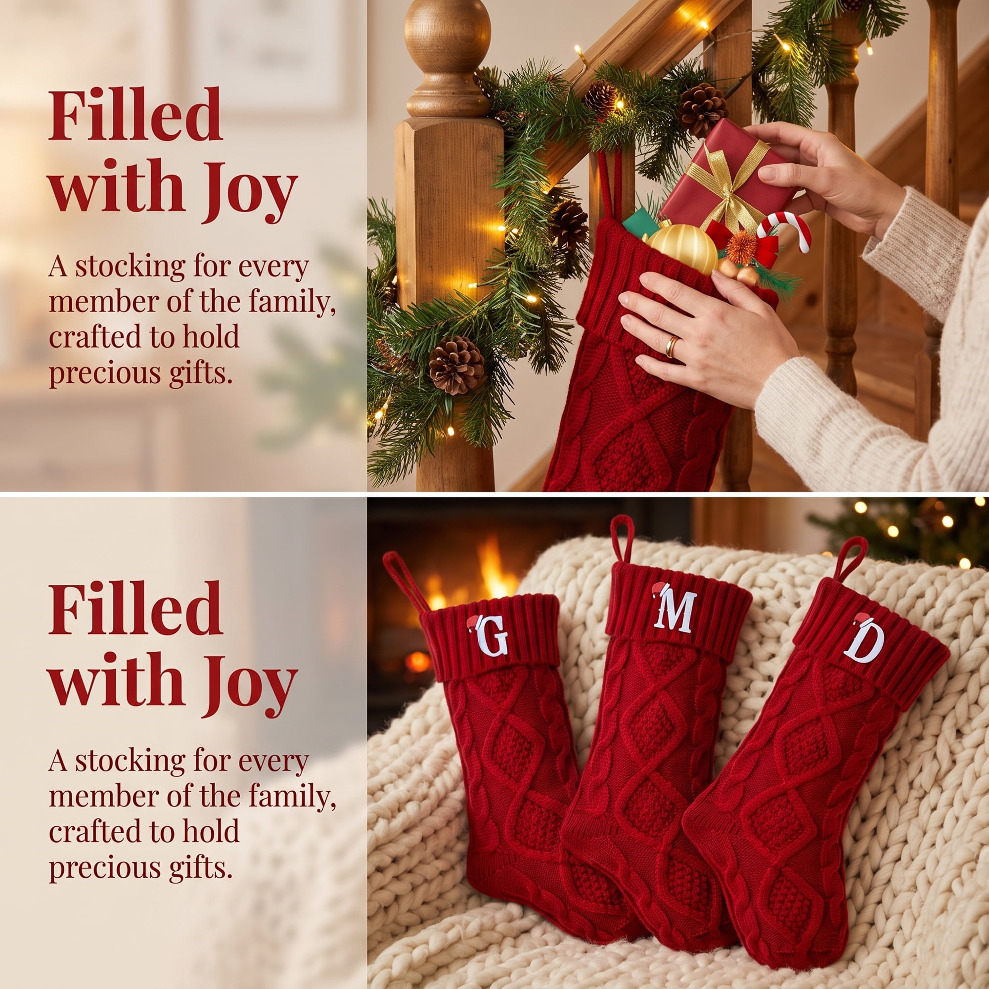 Unique Bargains Canine Bone Christmas Stocking Luxury Puppy Holiday Keepsake Sack Red Letter G 17"
