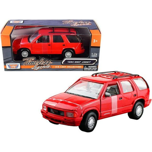 Motormax 73206r Series 1-24 Diecast Model Car for 1994 GMC Jimmy with Roof Rack Red Timeless Legends