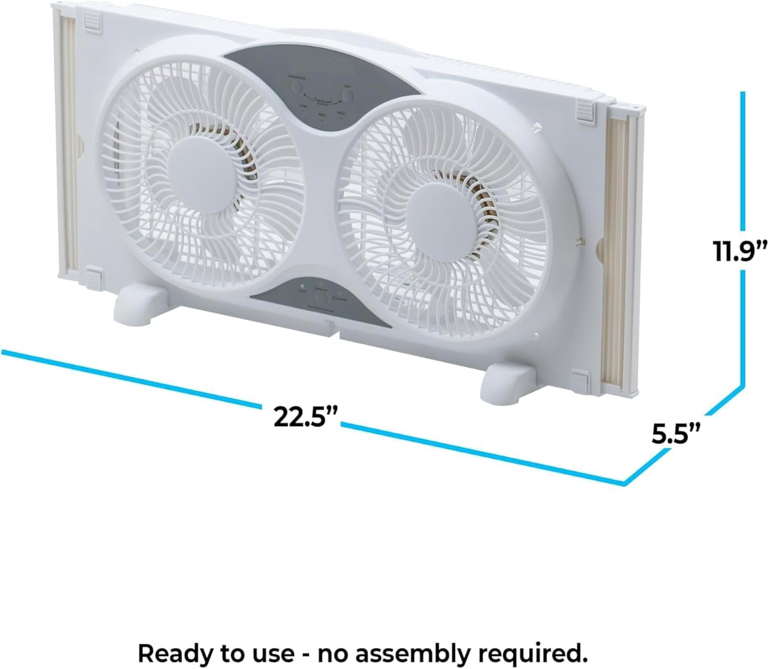 EZ Chill 9" Deluxe Reversible Twin Window Fan with Remote - White