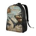 thumbnail image 2 of Cauagu Wood Grain Shark Print Backpacks,Travel Daypack Casual Laptop Backpack Bookbag Fits 15 Inch Computer for Men Women, 2 of 8