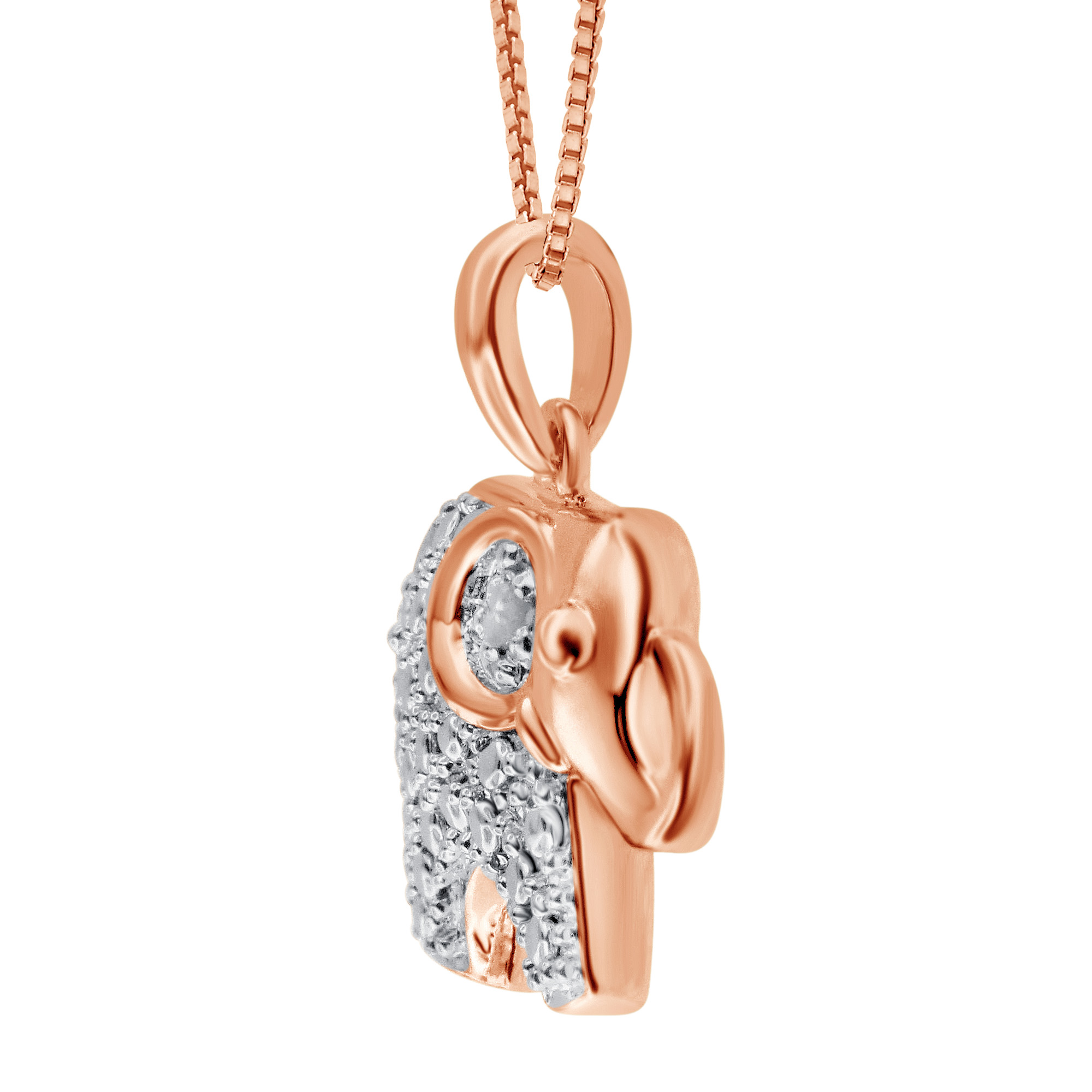 Arista Diamond Accent 14k Rose Gold plated Elephant Pendant in Brass, 18"
